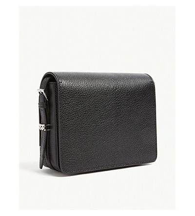 Shop Burberry Grace Leather Shoulder Bag In Black / Slvr