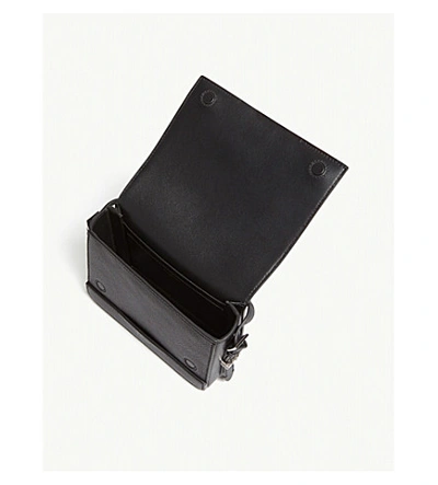 Shop Burberry Grace Leather Shoulder Bag In Black / Slvr