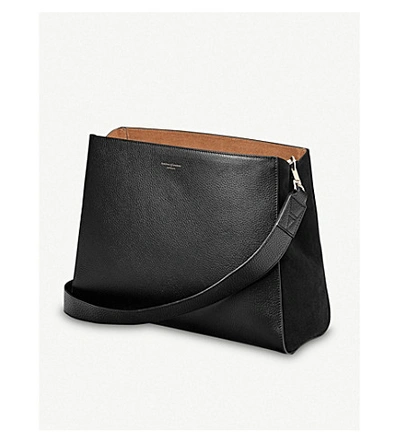 Shop Aspinal Of London Ella Leather Hobo Bag In Black