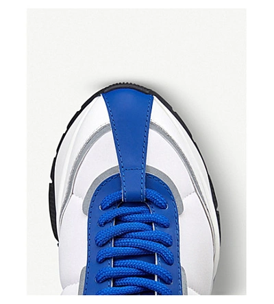 Shop Jimmy Choo Raine Neoprene And Leather Trainers In Electric Blue/white