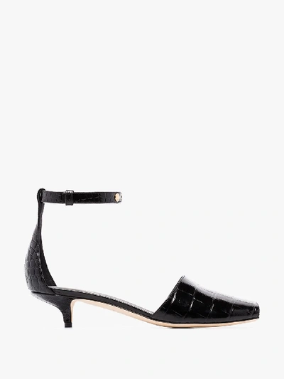 Shop Burberry Black Stadling 35 Croc-embossed Leather Pumps