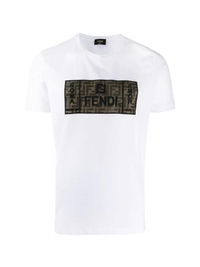 Shop Fendi Ff Motif Panel T-shirt In White