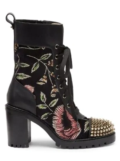 Shop Christian Louboutin Ts Croc Floral Studded Hiking Boots In Black Multi