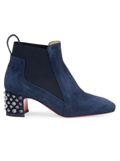 Shop Christian Louboutin Study Studded Suede Chelsea Boots In Bavarois