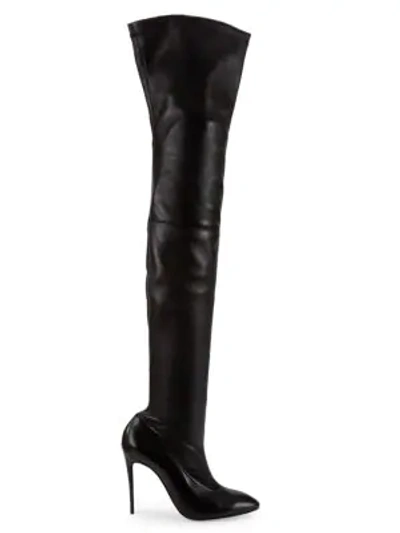 Shop Christian Louboutin Eloux Over-the-knee Stretch Leather Boots In Black