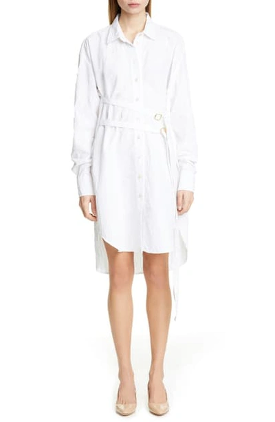 Shop Sies Marjan Long Sleeve Crinkled Poplin Shirtdress In White