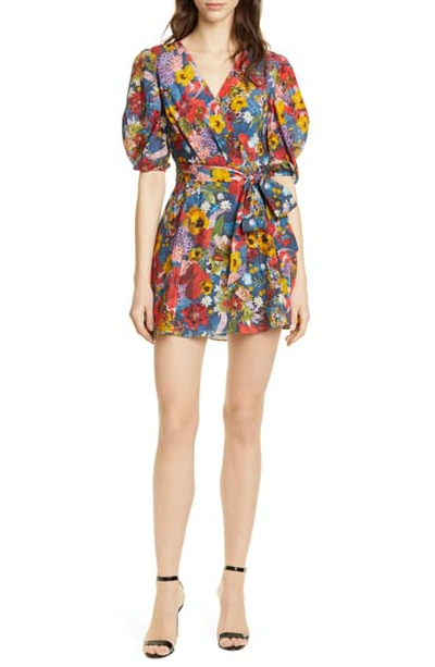 Shop Alice And Olivia Kerri Wrap Dress In Colorful Blossom Riviera