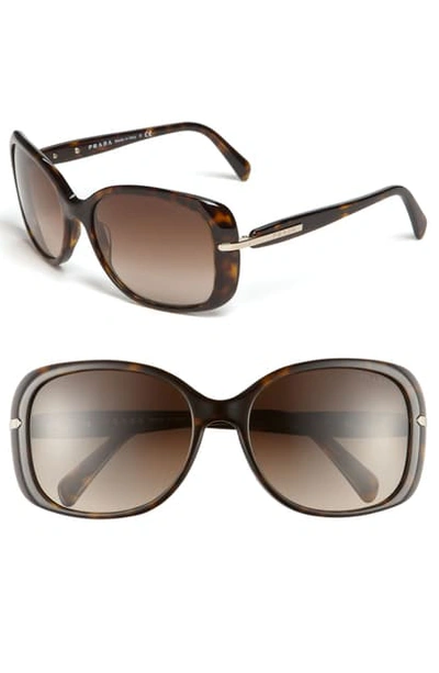 Shop Prada 57mm Rectangular Sunglasses - Havana/ Brown Gradient
