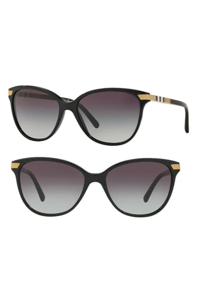 Shop Burberry 57mm Cat Eye Sunglasses - Black