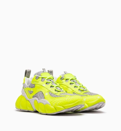 Shop Mcm Men's Low-top Himmel Sneaker In Visetos In Neon Yellow