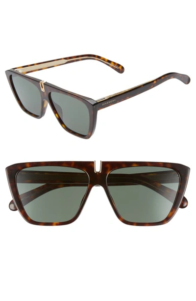 Shop Givenchy 58mm Flat Top Sunglasses - Dark Havana/ Green