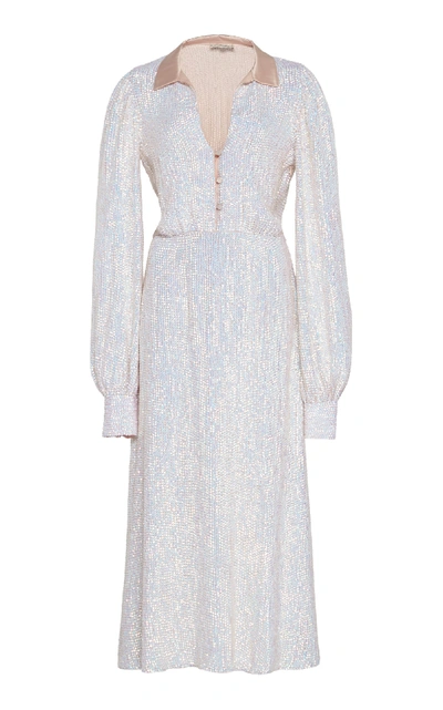 Shop Temperley London Constellation Bead-embellished Maxi Dress In White