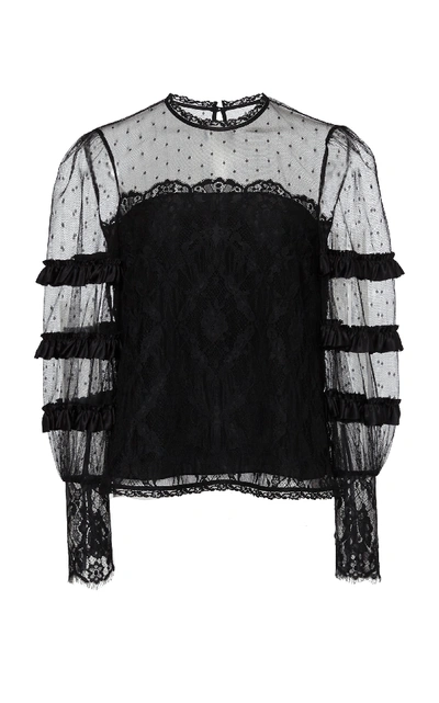 Shop Temperley London Florence Ruffled Tulle Blouse In Black