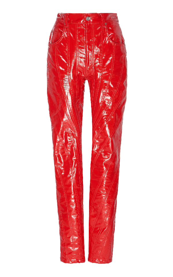 Mugler Vinyl Spiral Trouser In Red | ModeSens