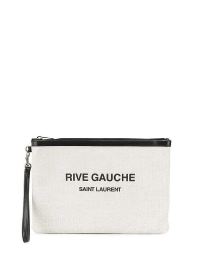 Shop Saint Laurent Logo Pouch Neutral