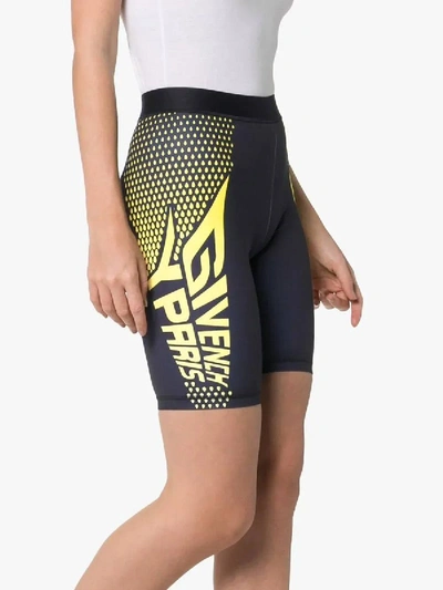 Shop Givenchy Logo Print Cycling Shorts Black/yellow