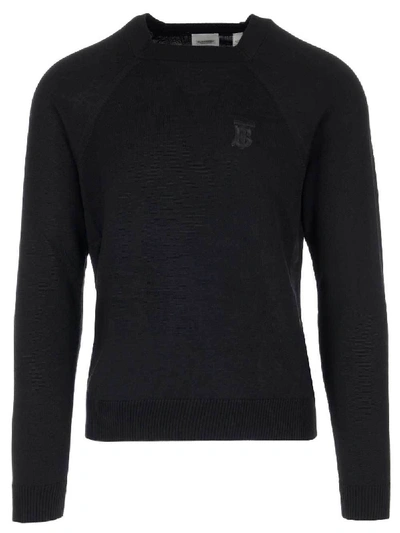 Shop Burberry Monogram Embroidered Sweater In Black