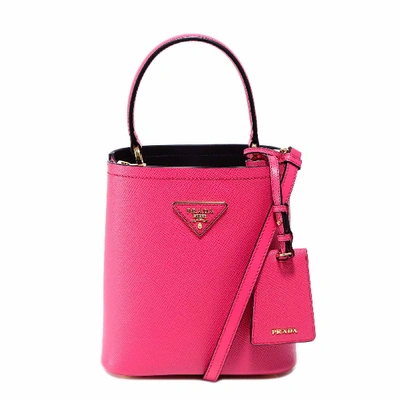 Shop Prada Mini Logo Bucket Bag In Pink