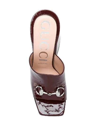 Shop Gucci High-heeled Slides In Brown