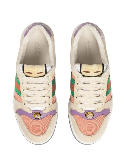 Shop Gucci Pink And Purple Screener Sneakers In Multicolor