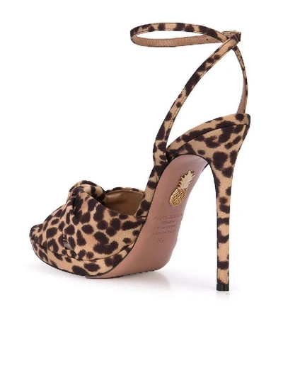 Shop Aquazzura Leopard Print Sandals Brown