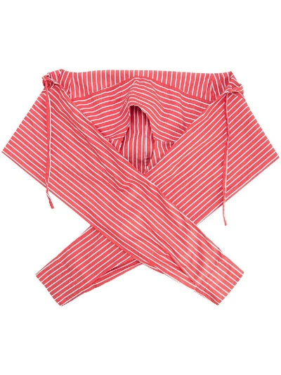 Shop Balenciaga Striped Scarf Red
