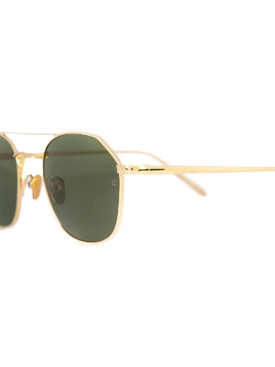 Shop Linda Farrow Gold Tone Aviator Sunglasses