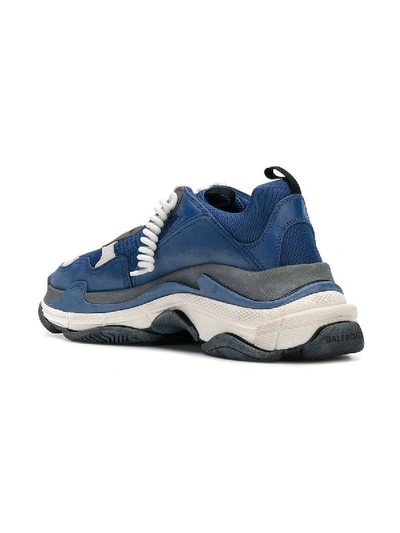 Shop Balenciaga Navy Triple S Sneakers Blue