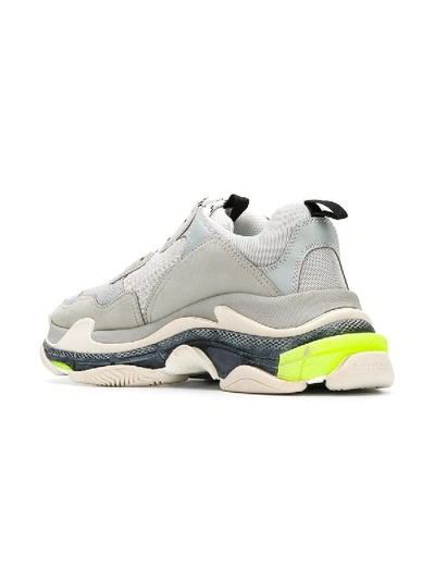 Shop Balenciaga Grey Triple S Lace-up Sneakers Grey