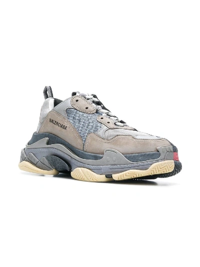 Shop Balenciaga Black And Grey Two-tone Fabric Triple S Sneakers Multicolor