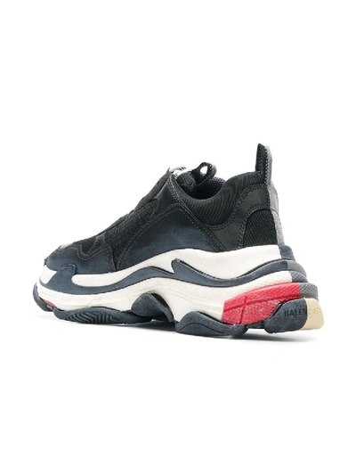 Shop Balenciaga Black And Grey Two-tone Fabric Triple S Sneakers Multicolor