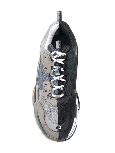 Shop Balenciaga Black And Grey Two-tone Fabric Triple S Sneakers Multicolor