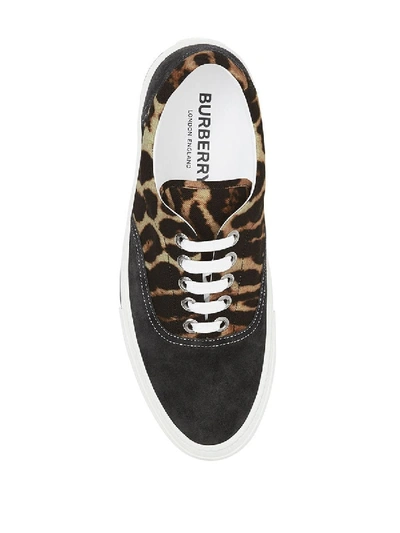 Shop Burberry Leopard Print Sneakers In Multicolor