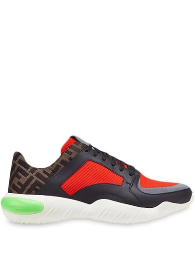 Shop Fendi Ff Motif Running Sneakers Brown/red/green