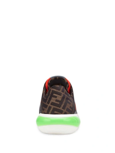 Shop Fendi Ff Motif Running Sneakers Brown/red/green