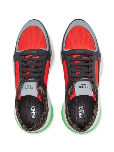 Shop Fendi Ff Motif Running Sneakers Brown/red/green