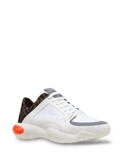 Shop Fendi Ff Motif Running Sneakers White/brown/orange
