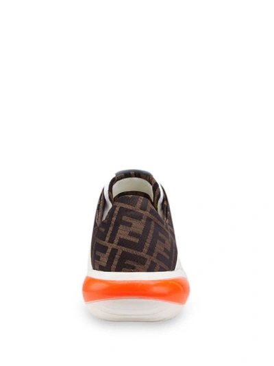 Shop Fendi Ff Motif Running Sneakers White/brown/orange