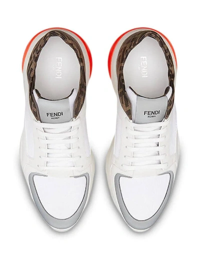 Shop Fendi Ff Motif Running Sneakers White/brown/orange