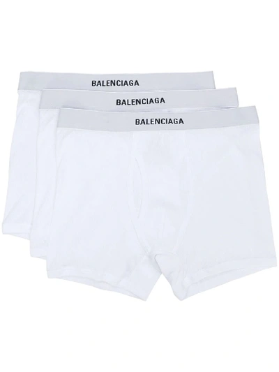 Shop Balenciaga Set Of Three Logo Boxers In White
