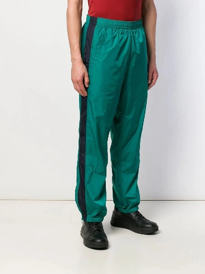 Shop Acne Studios Contrasting Stripe Track Trousers In Green