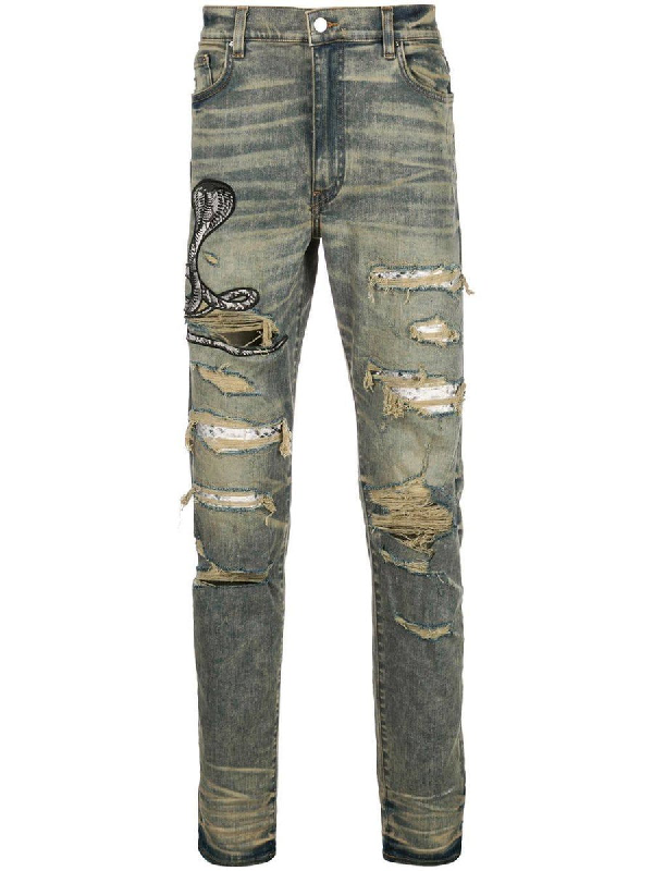 amiri snake patch jeans