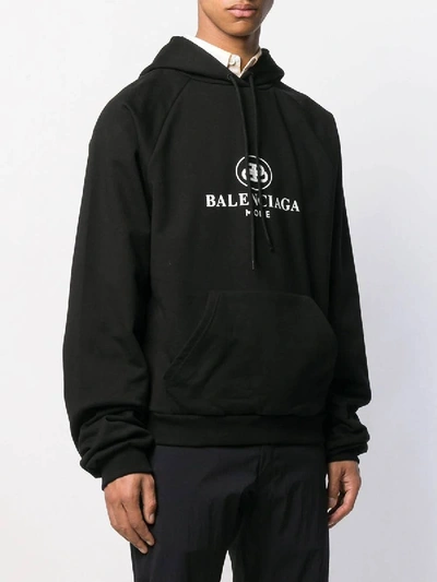 Shop Balenciaga Bb Logo Hoodie In Black