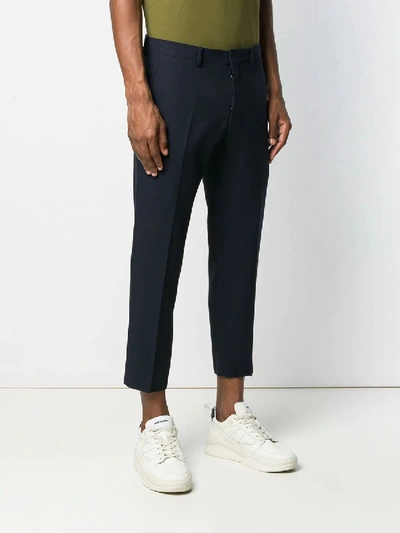 Shop Ami Alexandre Mattiussi Cropped Fit Trousers Navy In Blue