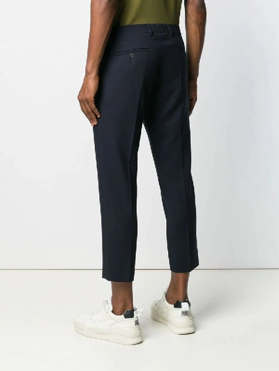 Shop Ami Alexandre Mattiussi Cropped Fit Trousers Navy In Blue