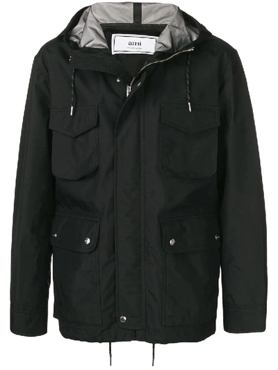 Shop Ami Alexandre Mattiussi Hooded Pocket Jacket Black
