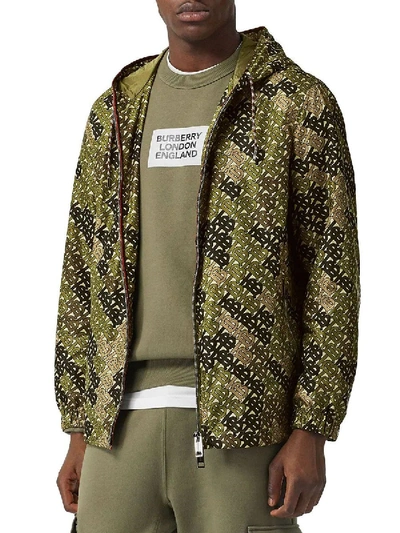 Shop Burberry Monogram Print Nylon Hooded Jacket