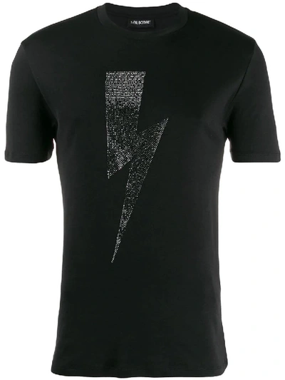 Shop Neil Barrett Rhinestone Thunderbolt T-shirt In Black