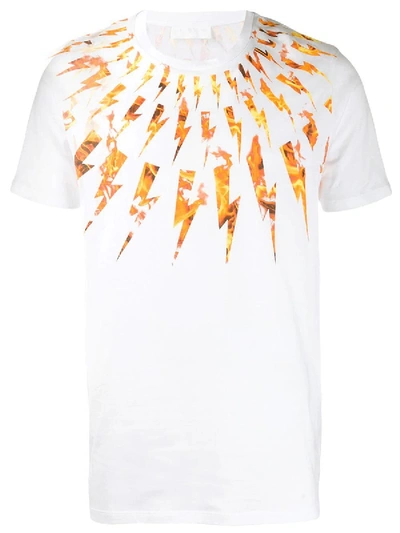 Shop Neil Barrett Flame Fair Isle Thunderbolt T-shirt