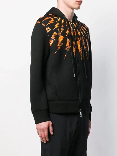 Shop Neil Barrett Flame Fair-isle Bonde Hooded Sweater In Black